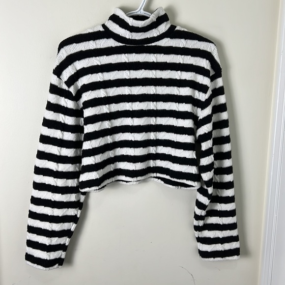 Zara Rugby Stripes Knit Cropped Sweater Size Small - Picture 5 of 9